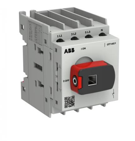 ABB OT16G1-4MQN2 Lasttrennschalter OT Plus 16 A, Baugröße G1, 4-polig, inkl. Griff, DIN-Montage,Federzugklemmen, IEC 60947-3 und UL60947-4-1, 4. Pol rechts
