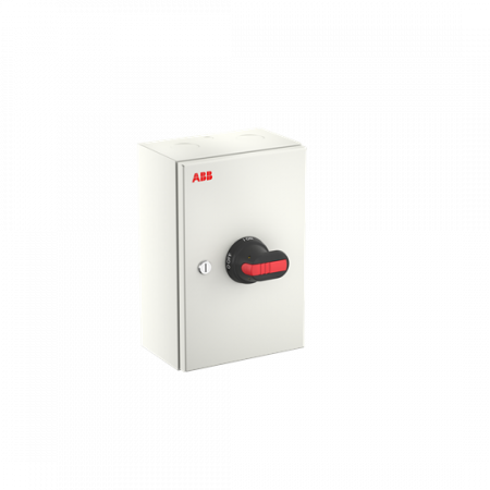 ABB OTL80GB3M Wartungsschalter, 3-polig 415V AC23 80A, 45kW, mit schwarzem Griff Stahlblechgehäuse IP65 Einführung oben und unten
