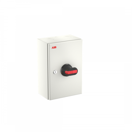 ABB OTL100GT4M Wartungsschalter, 4-polig 415V AC23 100A, 55kW, mit schwarzem Griff Stahlblechgehäuse IP65 Einführung oben und unten