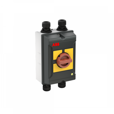 ABB OTA63GS3YX ATEX EMV-Wartungsschalter, 3-polig 415V AC23 63A, 30kW, mit rot-gelbem Griff Aluminiumgehäuse IP65 Einführung oben und unten
