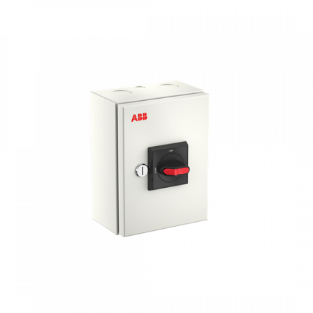 ABB OTL40GB4M Wartungsschalter, 4-polig 415V AC23A 40A, 18,5kW mit schwarzem Griff Stahlblechgehäuse IP65 Einführung oben und unten