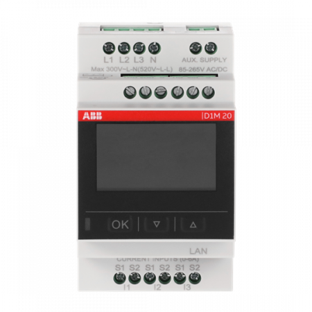 ABB D1M 20 Ethernet Multimessgerät Modbus TCP, Klasse 0,5 2 DI, 2 DO, LCD-Display