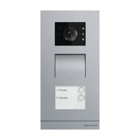 Busch-Jaeger Busch-Welcome IP Smart Video-Außenstation 2-fach Edelstahl mit HD-Kamera, PoE und Induktionsschleife