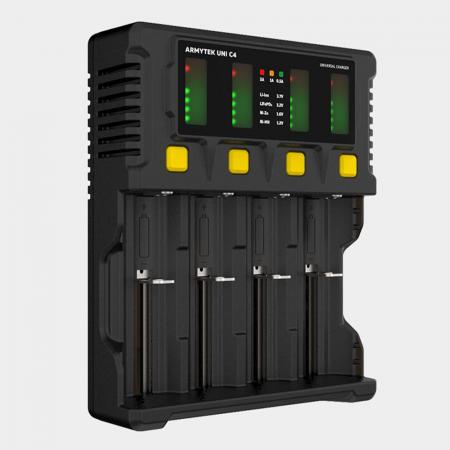 Armytek Uni C4 Plug type C - universelles Ladegerät mit intelligenter automatischer Erkennung von Batterietyp, Ladezustand und optimalem Strom