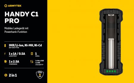 Armytek Mobiles Ladegerät Armytek Handy C1 Pro mit Powerbank-Funktion