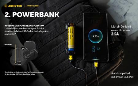 Armytek Mobiles Ladegerät Armytek Handy C1 Pro mit Powerbank-Funktion