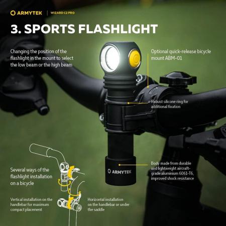 Armytek Wizard C2 Pro Magnet Taschen- und Stirnlampe mit Magnethalterung akkubetrieben warmweißes Licht
