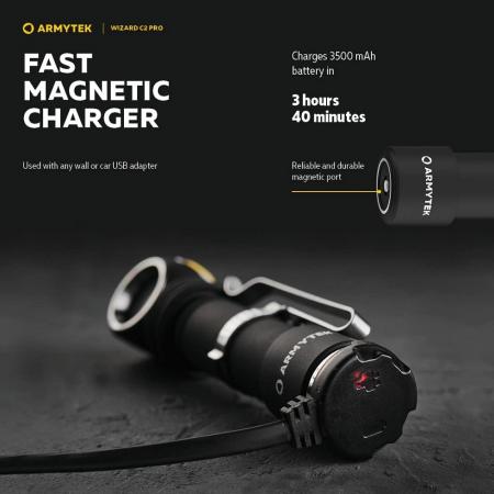 Armytek Wizard C2 Pro Magnet Taschen- und Stirnlampe mit Magnethalterung akkubetrieben warmweißes Licht