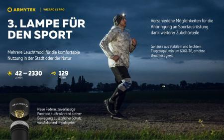 Armytek Wizard C2 Pro Magnet Taschen- und Stirnlampe mit Magnethalterung akkubetrieben warmweißes Licht
