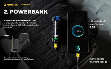 Armytek Mobiles Ladegerät Handy C! VE mit Powerbank-Funktion