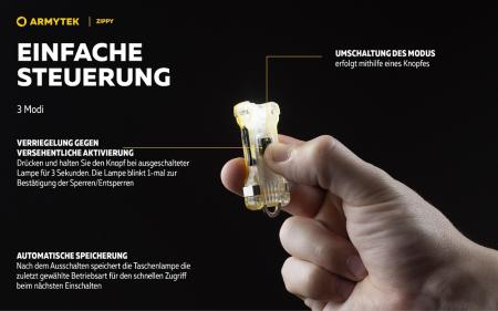 Armytek Zippy ES Mehrzweckleuchte mit Stahlclip (Blue Sapphire) 3 in 1