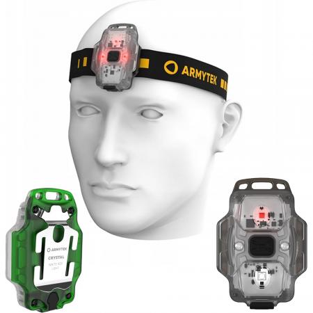 Armytek Crystal Grey WUV Multifunktionslampe Taschen- und Stirnlampe 6 in 1 mit weißem und rotem Licht Micro USB Aufladbarer