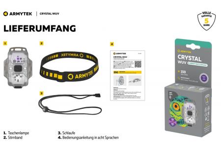 Armytek Crystal Grey WUV Multifunktionslampe Taschen- und Stirnlampe 6 in 1 mit weißem und rotem Licht Micro USB Aufladbarer