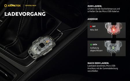 Armytek Crystal Grey WUV Multifunktionslampe Taschen- und Stirnlampe 6 in 1 mit weißem und rotem Licht Micro USB Aufladbarer