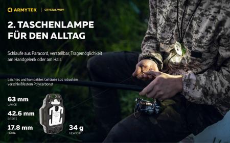Armytek Crystal Pro UV Multifunktionslampe Taschen- und Stirnlampe Micro USB-Anschluss