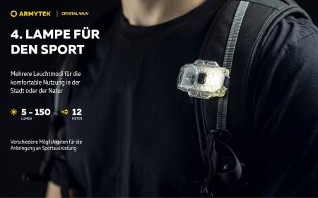 Armytek Crystal Pro UV Multifunktionslampe Taschen- und Stirnlampe Micro USB-Anschluss