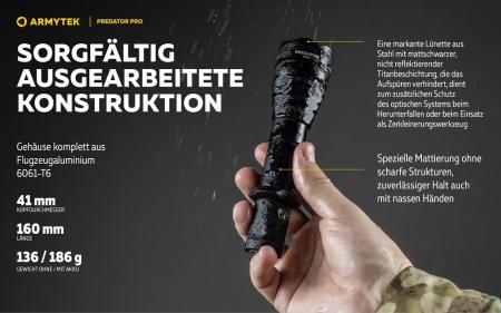 Armytek Predator Pro Pro White LED Taschenlampe akkubetrieben Magnet USB