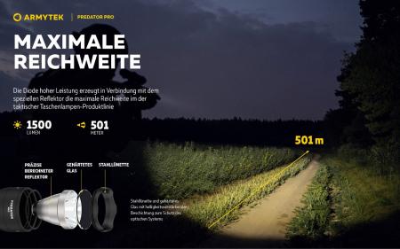 Armytek Predator Pro Pro White LED Taschenlampe akkubetrieben Magnet USB, Warmes Licht