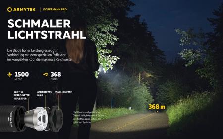 Armytek Dobermann Pro Magnet USB LED Taschenlampe akkubetrieben Warmes Licht