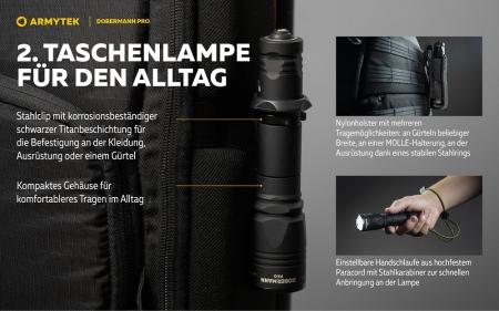 Armytek Dobermann Pro Magnet USB LED Taschenlampe akkubetrieben Warmes Licht