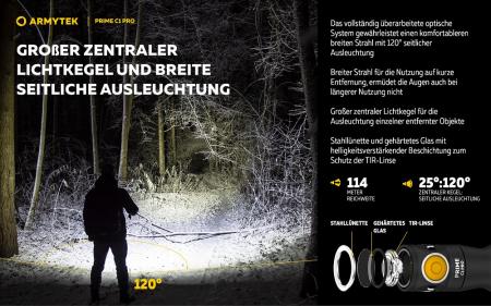Armytek Prime C1 Pro Magnet USB Taschenlampe mit Magnethalterung akkubetrieben neutralweißes Licht