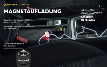 Armytek Prime C1 Pro Magnet USB Taschenlampe mit Magnethalterung akkubetrieben neutralweißes Licht