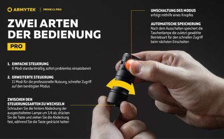 Armytek Prime C1 Pro Magnet USB Taschenlampe mit Magnethalterung akkubetrieben warmweisses Licht