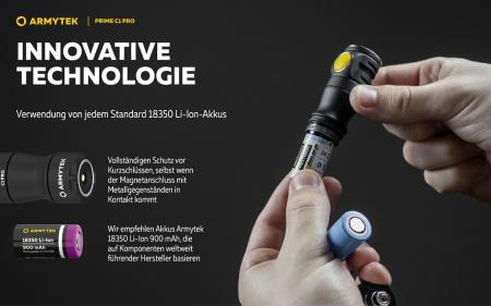 Armytek Prime C1 Pro Magnet USB Taschenlampe mit Magnethalterung akkubetrieben warmweisses Licht