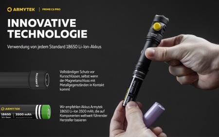 Armytek Prime C2 Pro Magnet USB Taschenlampe mit Magnethalterung akkubetrieben weißes Licht