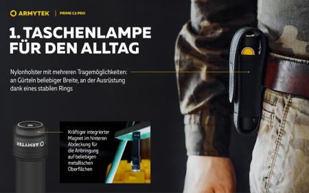 Armytek Prime C2 Pro Magnet USB Taschenlampe mit Magnethalterung akkubetrieben Warmes Licht