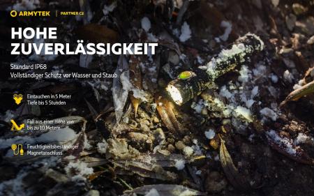 Armytek Partner C2 Magnet USB White Taschenlampe mit Magnethalterung akkubetrieben warmes Licht