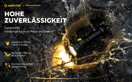 Armytek Prime C2 Pro Max Magnet USB Taschenlampe mit Magnethalterung akkubetrieben weißes Licht