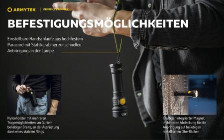 Armytek Prime C2 Pro Max Magnet USB Taschenlampe mit Magnethalterung akkubetrieben weißes Licht