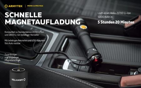 Armytek Prime C2 Pro Max Magnet USB Taschenlampe mit Magnethalterung akkubetrieben Warmes Licht