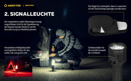 Armytek Bear WRG Taschenlampe mit Magnethalterung akkubetrieben mehrfarbiges Licht