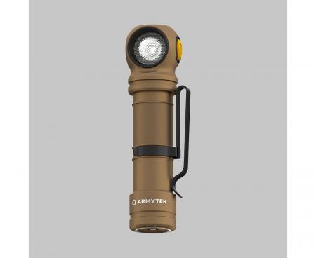 Armytek Wizard C2 Pro Max Magnet USB Sand Taschen- und Stirnlampe mit Magnethalterung / Stirnhalterung akkubetrieben weißes Licht