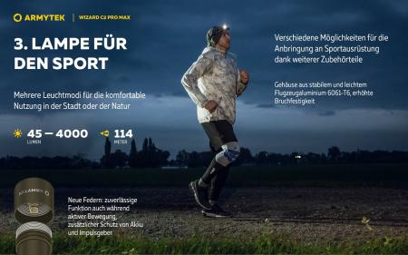 Armytek Wizard C2 Pro Max Magnet USB Olive Taschen- und Stirnlampe mit Magnethalterung / Stirnhalterung akkubetrieben weißes Licht