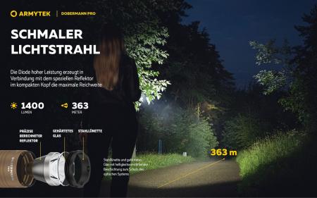 Armytek Dobermann Pro Magnet Sand USB LED Taschenlampe akkubetrieben Warmes Licht