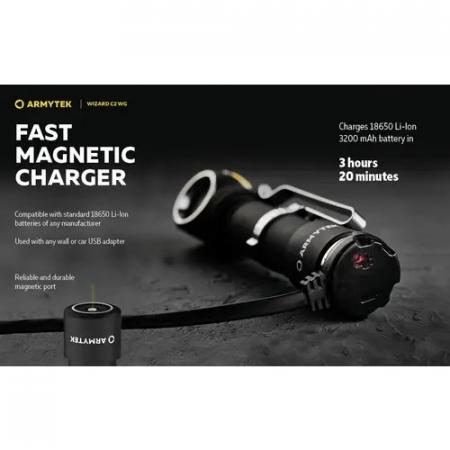 Armytek  Wizard C2 WG Warm LED Stirnlampe und Taschenlampe akkubetrieben Magnet USB Warmweißes Licht