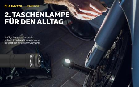 Armytek  Wizard C2 WG Warm LED Stirnlampe und Taschenlampe akkubetrieben Magnet USB neutralweißes und grünes Licht