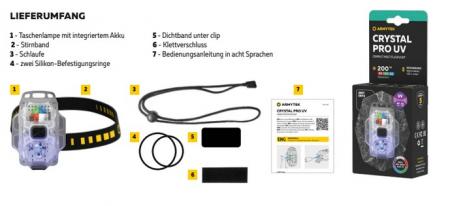Armytek Crystal Pro UV Multifunktionslampe Taschen- und Stirnlampe Micro USB-Anschluss