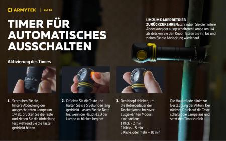 Armytek Elf C2 USB-C Taschen- und Stirnlampe mit Magnethalterung / Stirnhalterung akkubetrieben Warmes Licht
