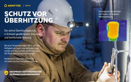 Armytek Elf C2 USB-C Taschen- und Stirnlampe mit Magnethalterung / Stirnhalterung akkubetrieben Warmes Licht