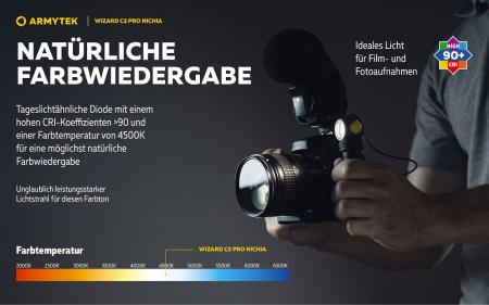 Armytek Wizard C2 Pro Nichia Magnet USB Stirnlampe und Taschenlampe akkubetrieben warmes licht