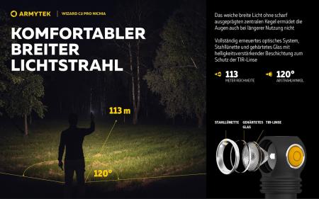 Armytek Wizard C2 Pro Nichia Magnet USB Stirnlampe und Taschenlampe akkubetrieben warmes licht