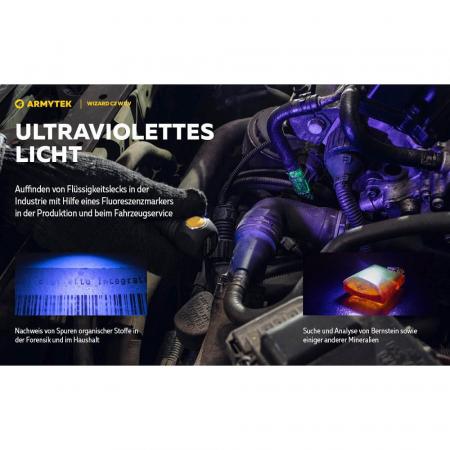 Armytek Wizard C2 WUV Magnet USB White PCB Stirnlampe und Taschenlampe akkubetrieben