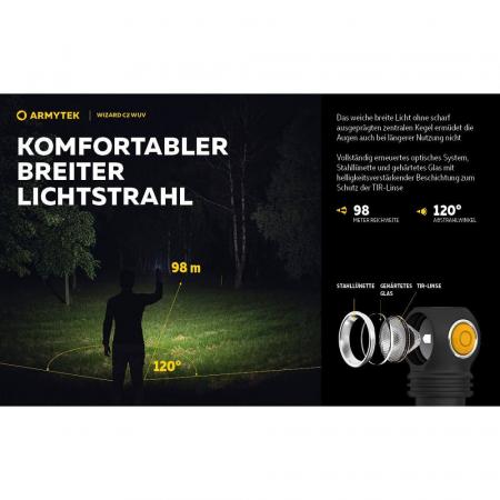 Armytek Wizard C2 WUV Magnet USB White PCB Stirnlampe und Taschenlampe akkubetrieben