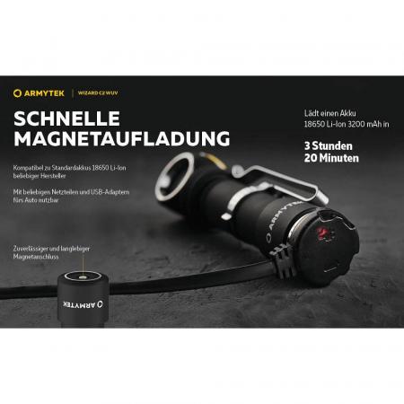 Armytek Wizard C2 WUV Magnet USB White PCB Stirnlampe und Taschenlampe akkubetrieben