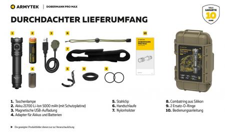 Armytek Dobermann Pro Max Magnet USB White Taschenlampe akkubetrieben, neutralweißes Licht
