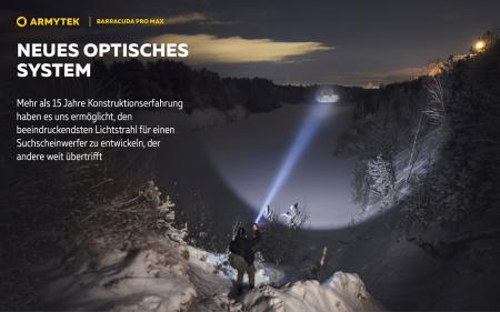 Armytek Barracuda Pro Max Set Profi Taschenlampe und Suchscheinwerfer weißes Licht, magnetische Aufladung Akku